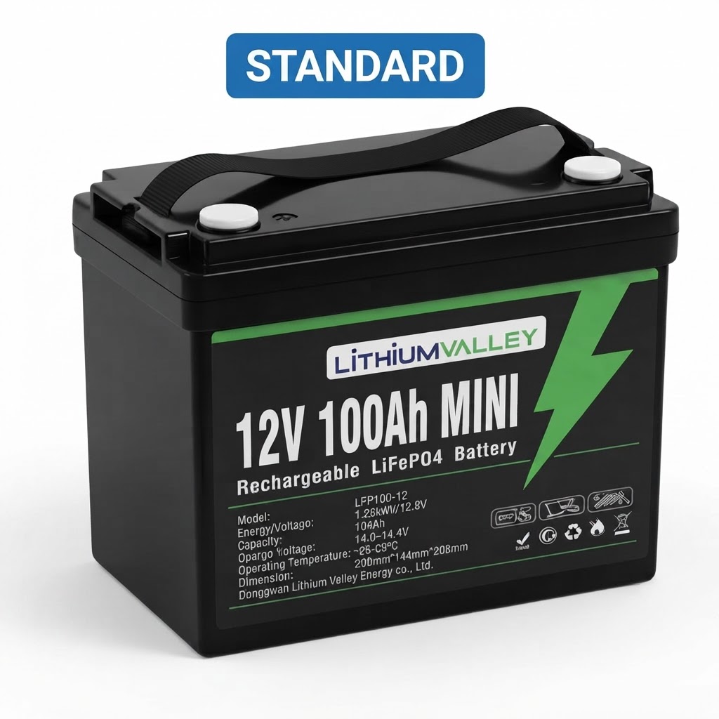 باتری لیتیوم آهن فسفات شارژی 1.28 کیلووات‌ساعت مدل LFP100-12-MINI لیتیوم ولی